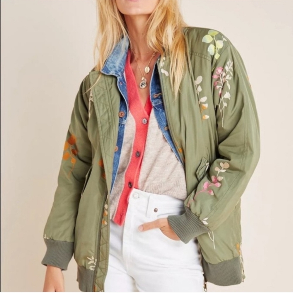 Anthropologie Ainsley Embroidered Bomber Jacket - Picture 2 of 9